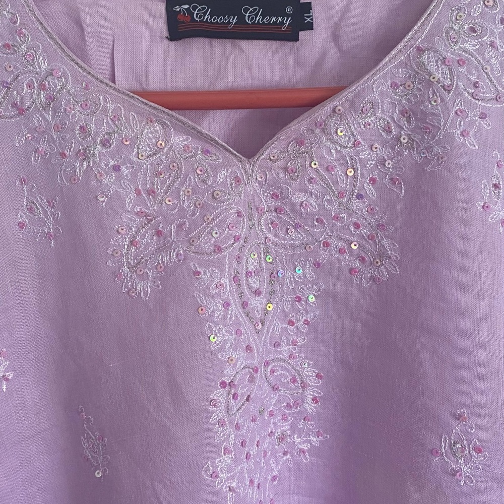 Baby pink linen cotton top